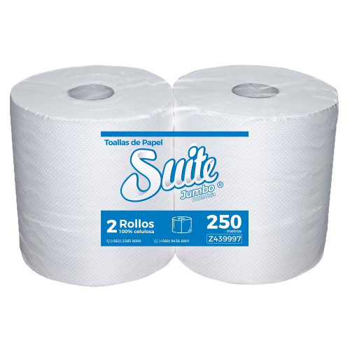 TOALLA PAPEL HOJA SIMPLE 250 MT 2 ROLLOS JUMBO